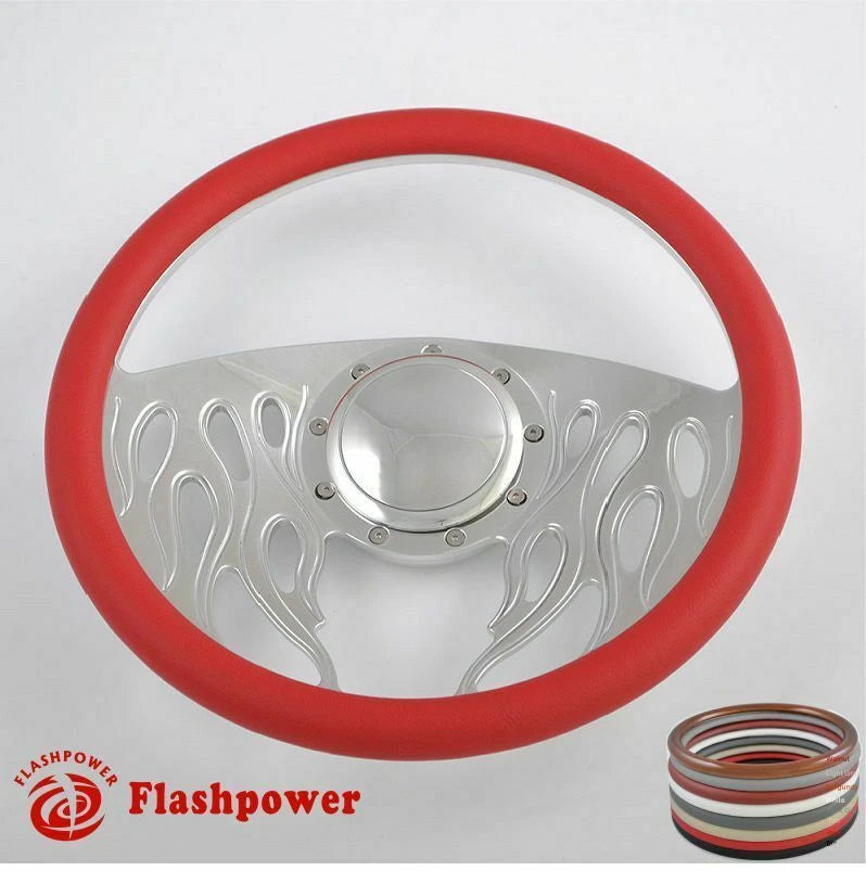 14'' Billet Steering Wheels Full Wrap Impala Chevy II Nova Chevelle Bel Air