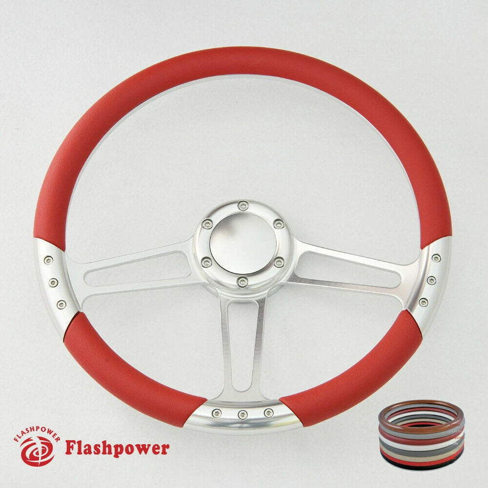 14'' Billet Steering Wheel Half Wrap Custom Chevy Ididit FlamingRiver