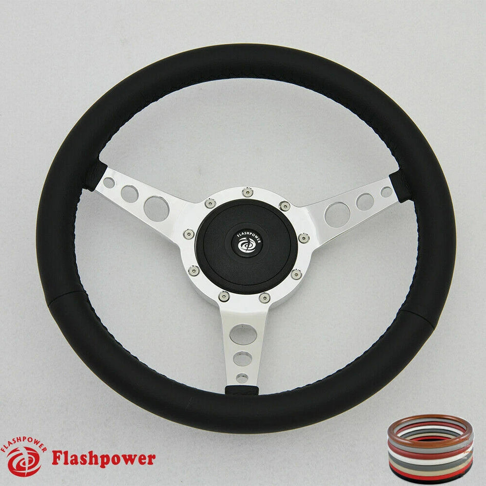 14" Classic Steering Wheel Black Chevy GMC Impala GTO W/ Horn