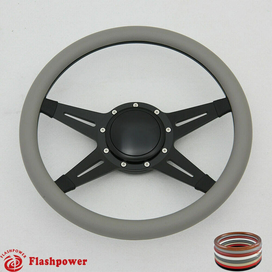 14'' Billet Steering Wheels Full Wrap Ford GM Corvair Impala Chevy w/Horn