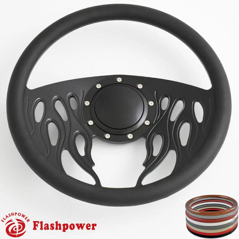 14'' Billet Steering Wheels Half Wrap Dodge Challenger Charger Daytona w/ Horn