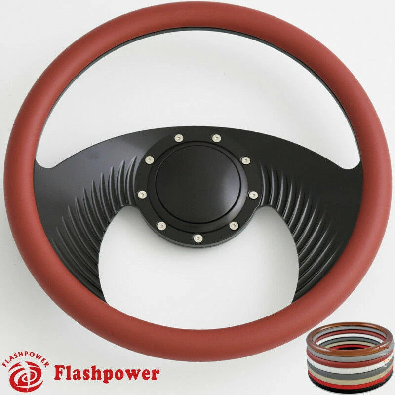 14'' Billet Steering Wheels Half Wrap Street Rod GM Corvair Impala Chevy II Ford