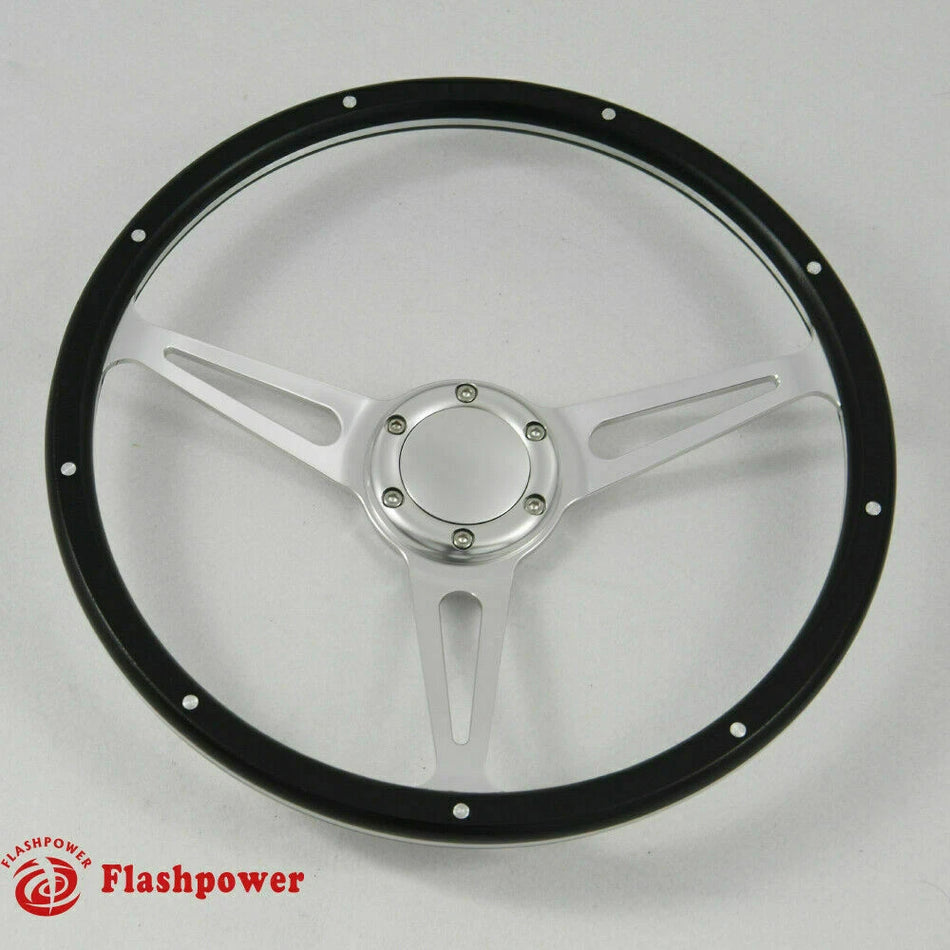 14" Black Forest Wood Steering Wheel Ford Focus Mustang Shelby AC Cobra W/Horn