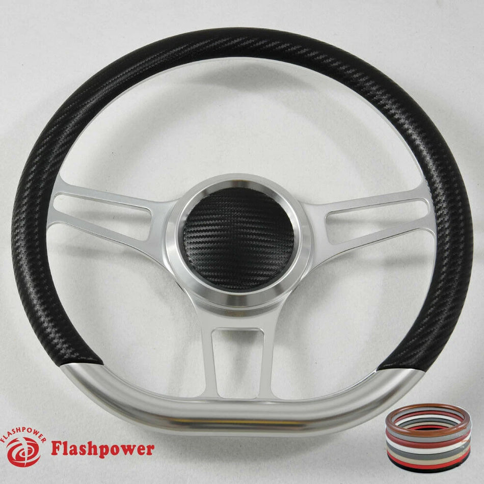 14'' D Type Billet Steering Wheel Half Wrap Muscle Car Mustang W/H