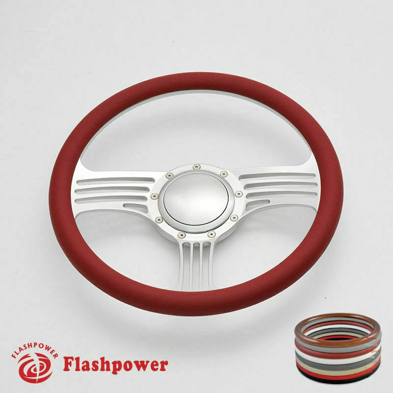 15.5'' Satin Billet Steering Wheel Half Wrap GTO Chevy GMC W/ Horn Button