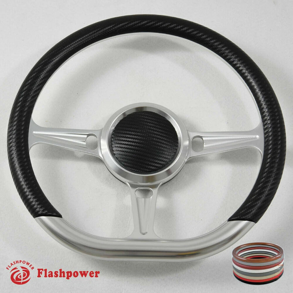 14'' D Type Billet Steering Wheel Half Wrap Muscle Car Mustang W/H