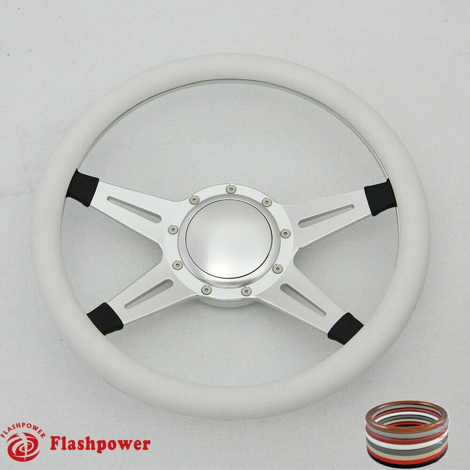 14'' Billet Steering Wheel Full Wrap Ford GM Corvair Impala Chevy w/Horn