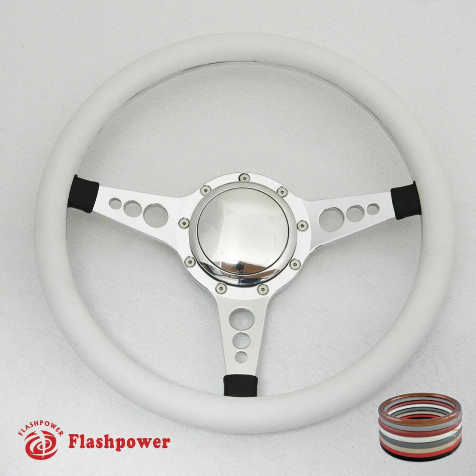 14'' Polished Billet Steering Wheel Half Wrap Horn Button Chevelle GTO
