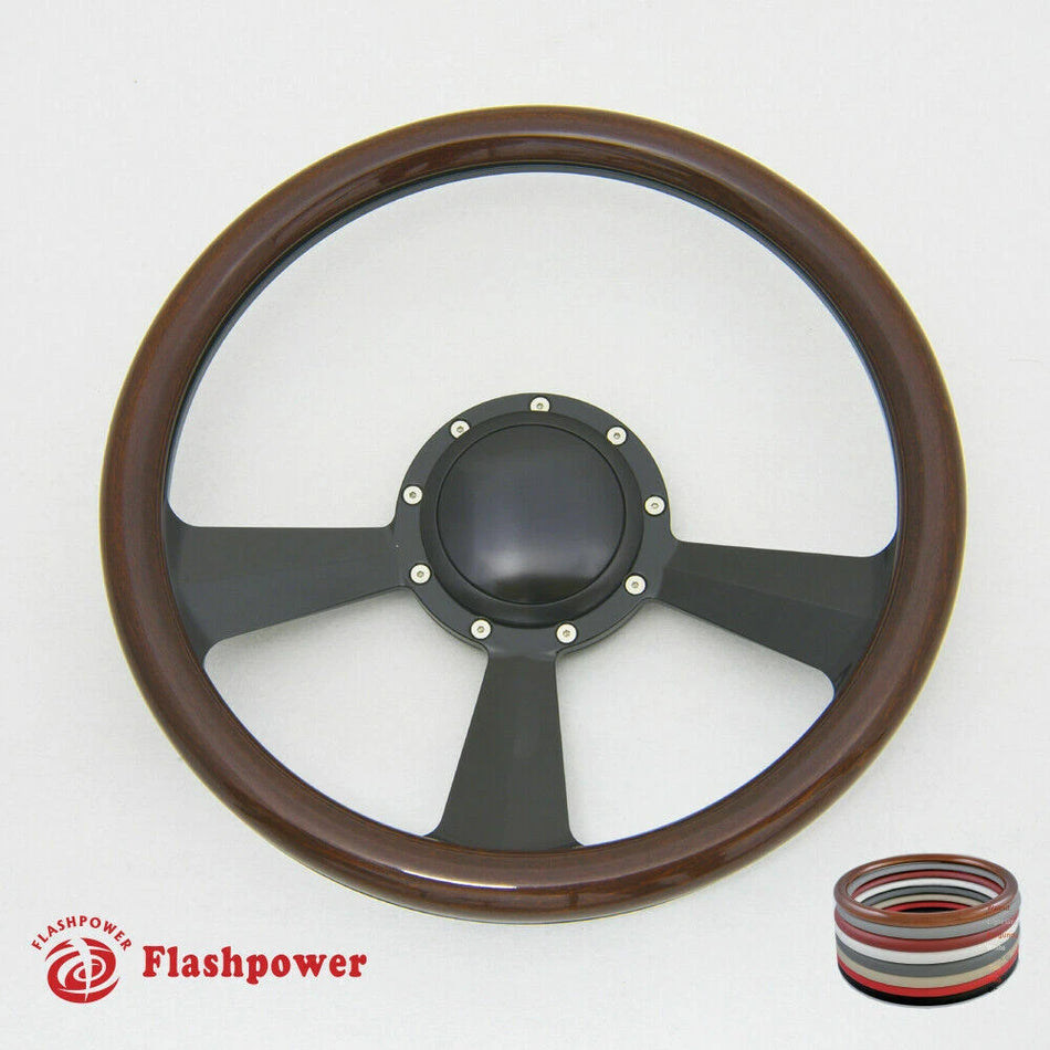 14'' Billet Steering Wheel Full Wrap Ford GM Cutlass Impala Chevy W/H