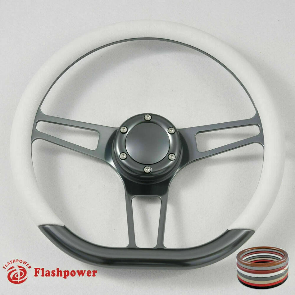 14'' Gun Metal Billet Steering Wheel Caprice S10 Chevy Blazer W/Horn