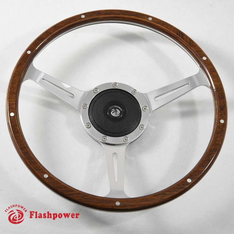 16'' Classic Wood Grain Steering Wheel Restoration VW Transporter Karmann W/ Horn
