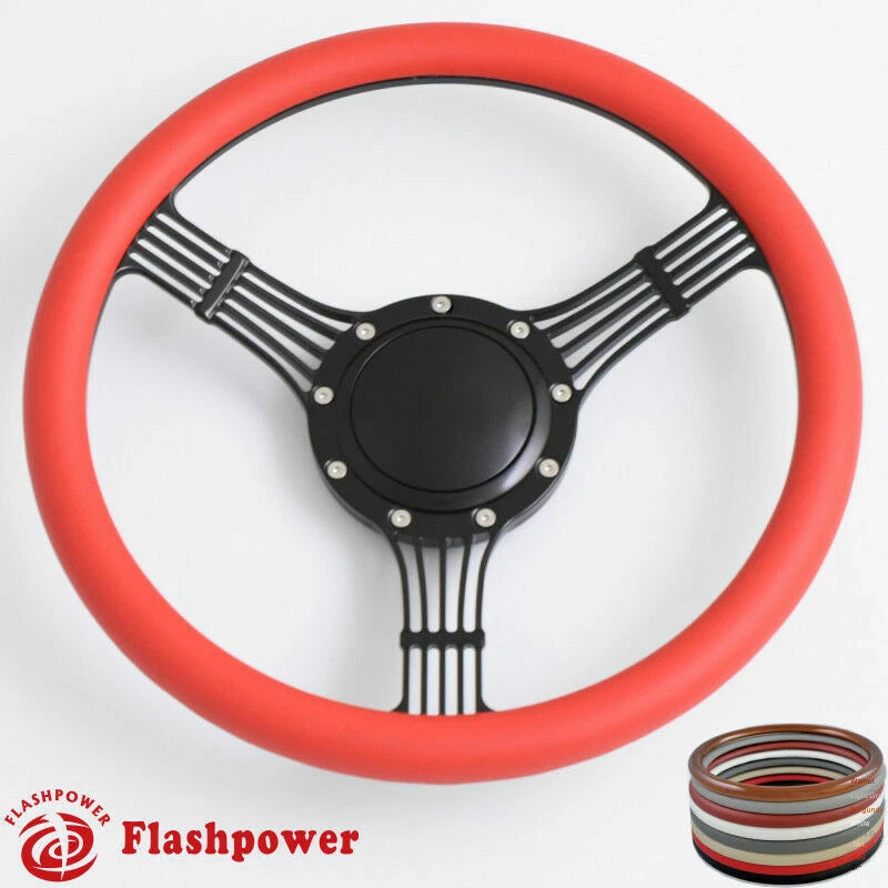 14'' Banjo Billet Steering Wheels Half Wrap Wrangler GMC Cherokee Jeep w/ Horn