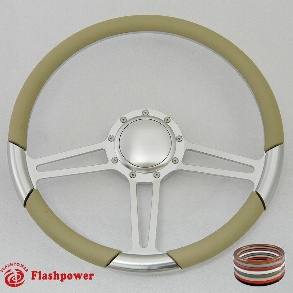 15.5'' Satin Billet Steering Wheel Full Wrap Firebird Chevy
