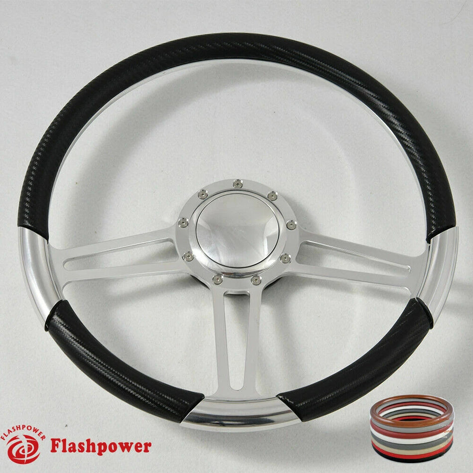 15.5'' Polished Billet Steering Wheel Half Wrap Firebird Chevy