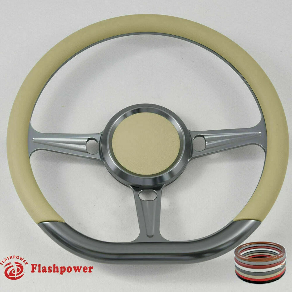 14'' Gun Metal Billet Steering Wheel Caprice GM S10 Blazer W/Horn