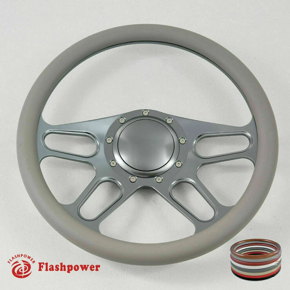 14'' Gun Metal Billet Steering Wheel Caprice GM Chevy Impala W/Horn