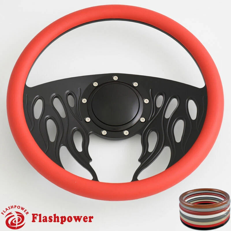14'' Billet Steering Wheels Half Wrap Dodge Challenger Charger Daytona w/ Horn
