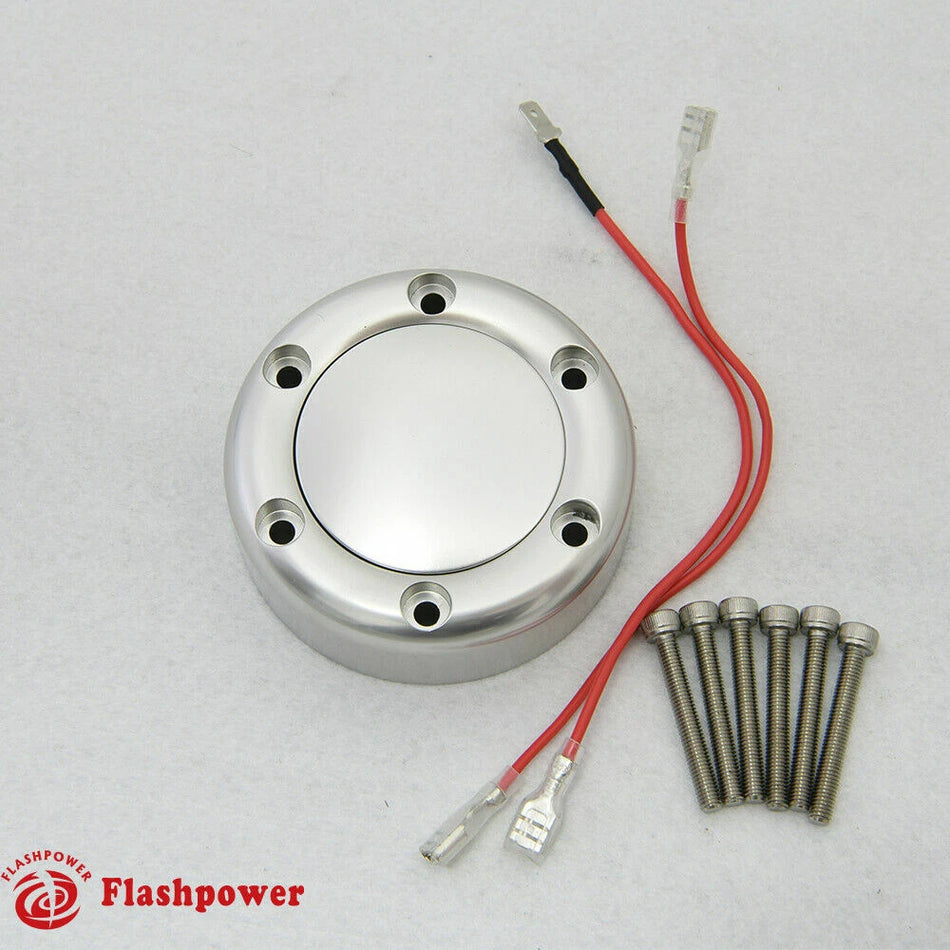 Billet Horn Button for 6 Bolt Steering Wheel Flashpower MoMo NRG Satin Finish