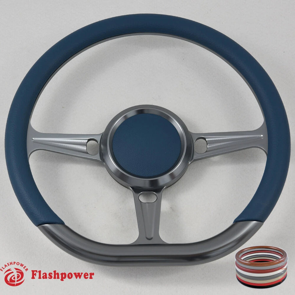 14'' Gun Metal Billet Steering Wheel Caprice GM S10 Blazer W/Horn