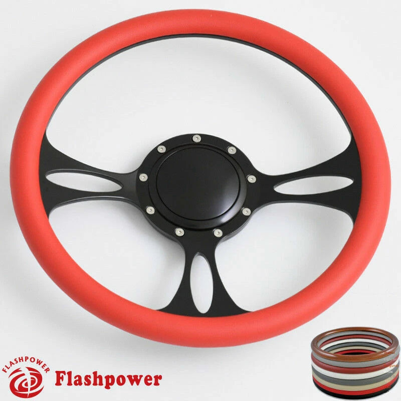14'' Billet Steering Wheels Half Wrap Muscle Car Chevrolet Camaro Nova w/ Horn