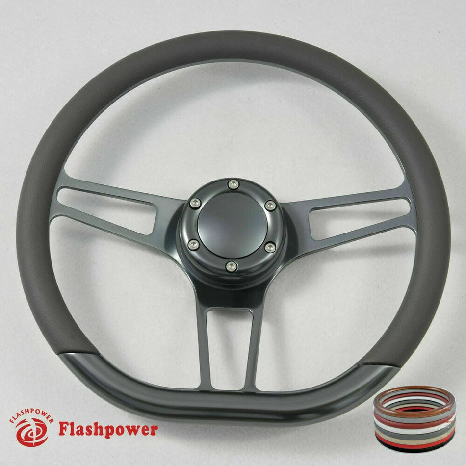 14'' Gun Metal Billet Steering Wheel Caprice S10 Chevy Blazer W/Horn