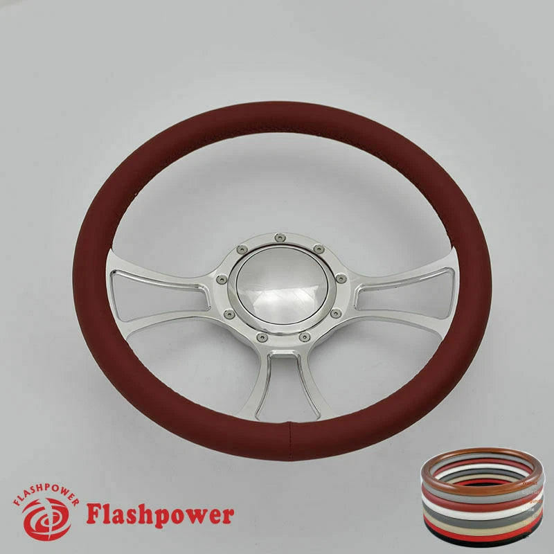 14'' Billet Steering Wheel Full Wrap Chevrolet GMC Carlo Camaro w/ Horn