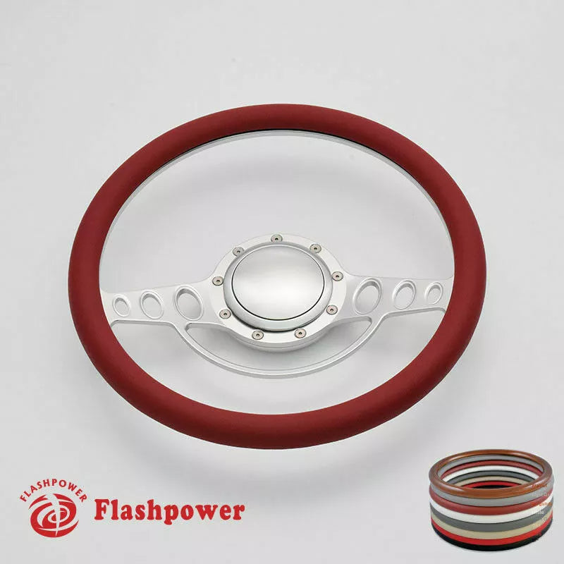 14'' Billet Steering Wheels Half Wrap Ford Fairlane Galaxie LTD Ranch w/Horn