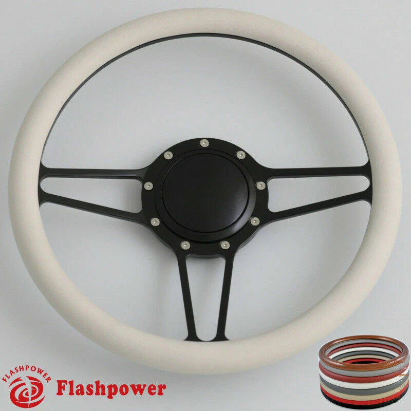 14'' Billet Steering Wheels Half Wrap Custom Chevy Ididit Flaming River w/ Horn