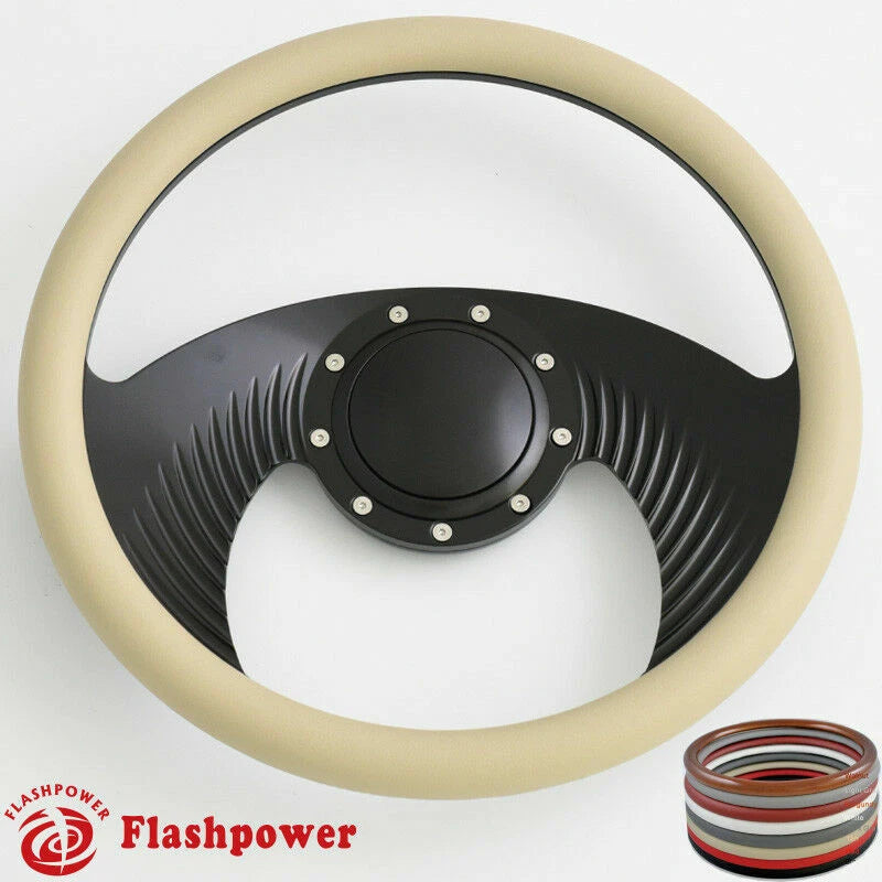 14'' Billet Steering Wheels Half Wrap Street Rod GM Corvair Impala Chevy II Ford