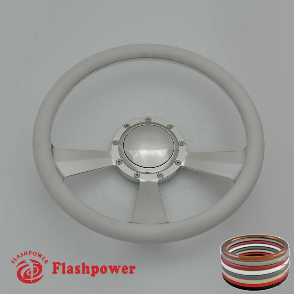 14'' Billet Steering Wheels Satin Full Wrap Buick Cadillac Pontiac GTO w/ Horn