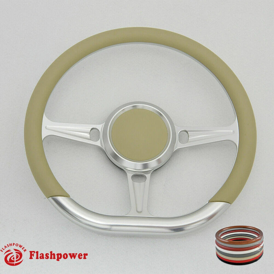 14'' D Type Billet Steering Wheel Half Wrap Muscle Car Mustang W/H