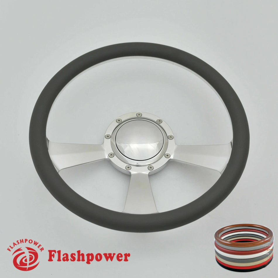 14'' Billet Steering Wheels Satin Full Wrap Buick Cadillac Pontiac GTO w/ Horn