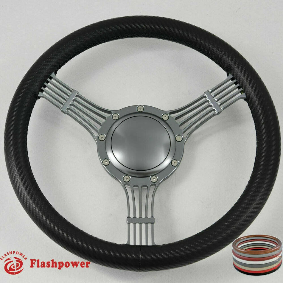 14'' Billet Banjo Steering Wheel Full Wrap Chevy GMC Ford W/Horn