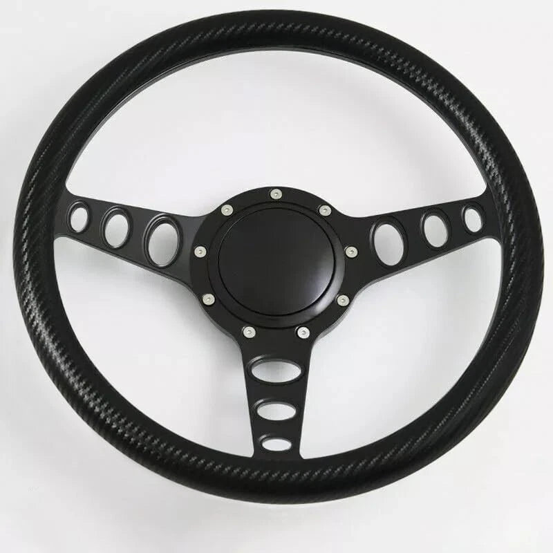 14'' Billet Steering Wheels Half Wrap Restoration Chevy Ford Mopar w Horn Button