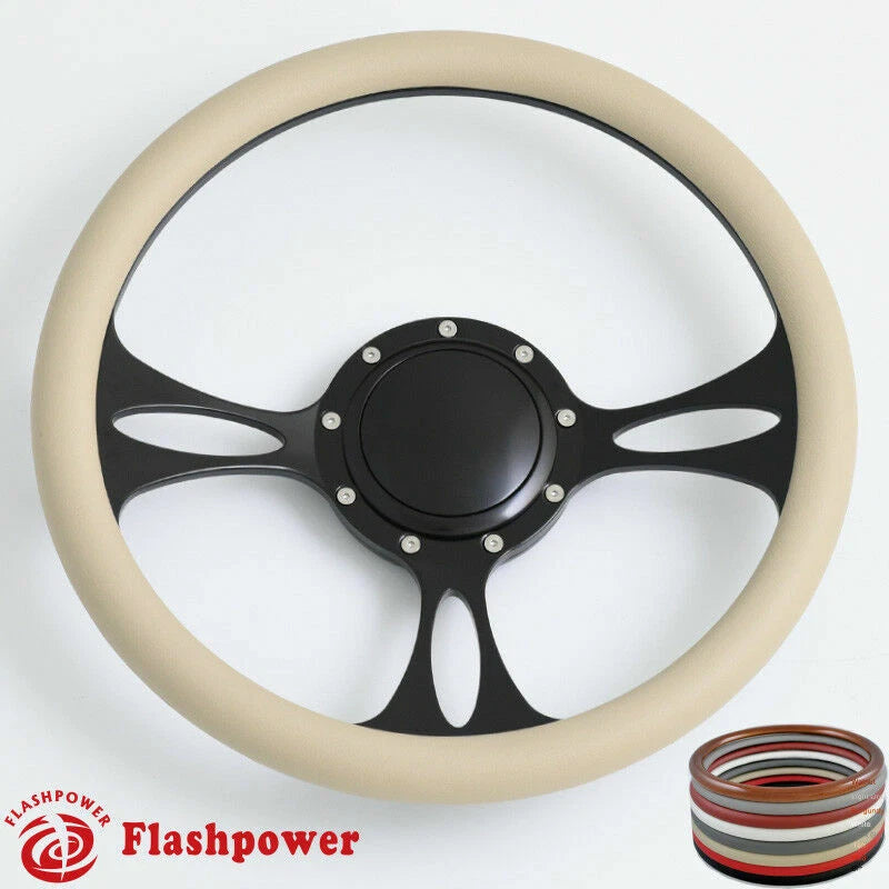 14'' Billet Steering Wheels Half Wrap Muscle Car Chevrolet Camaro Nova w/ Horn