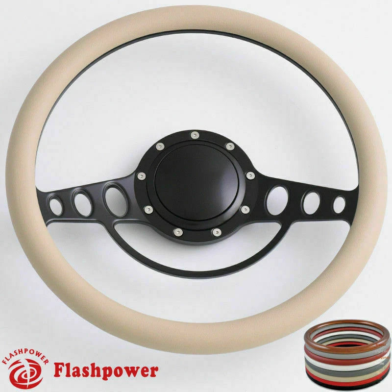 15.5'' Billet Steering Wheel Full Wrap Ford GM Cutlass Impala Chevy W/Horn