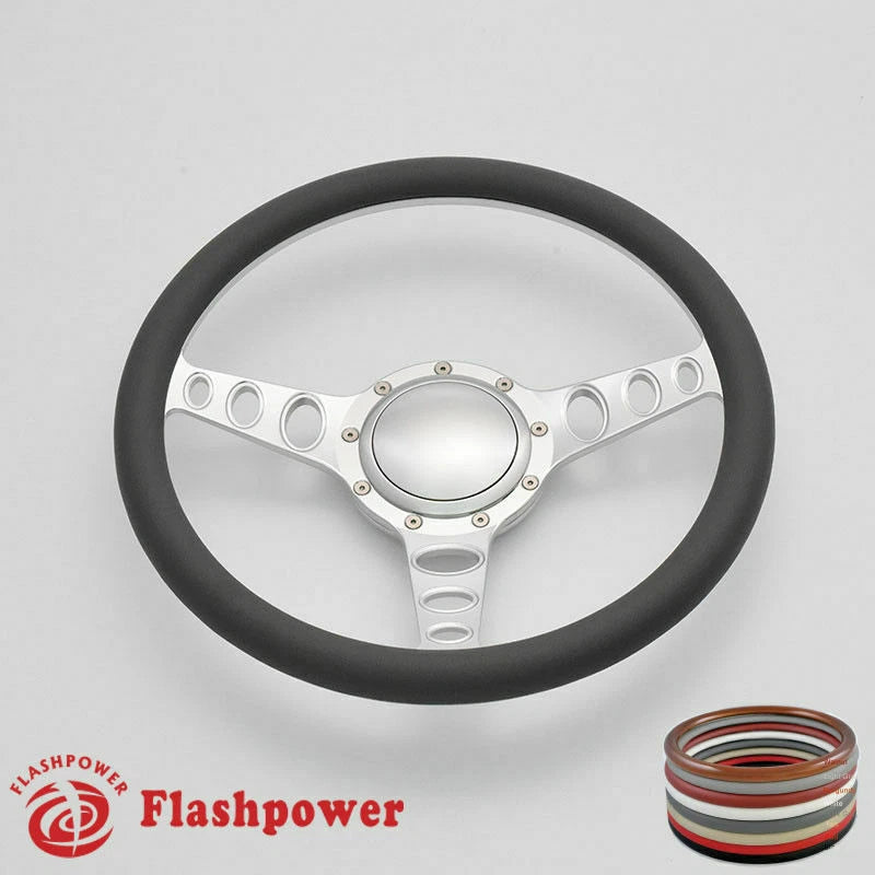 14'' Billet Steering Wheel Black Half Wrap Chevrolet Monte Carlo Camaro w/ Horn