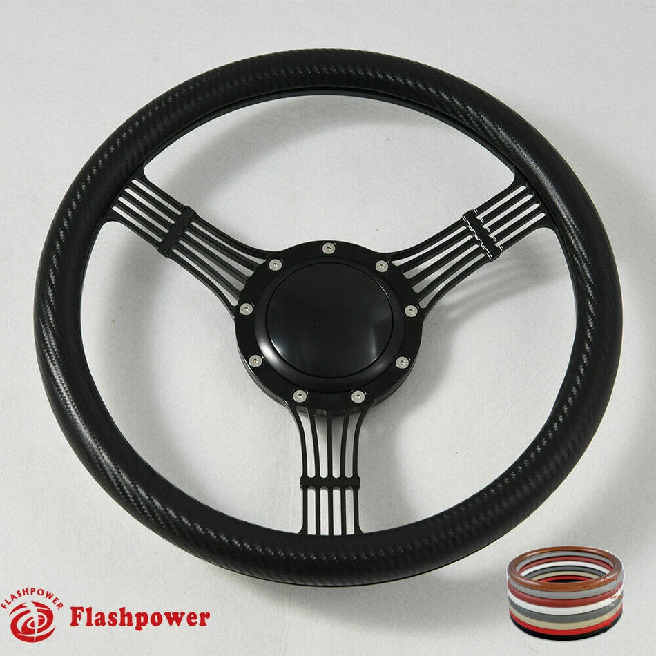 14'' Banjo Billet Steering Wheels Half Wrap Wrangler GMC Cherokee Jeep w/ Horn