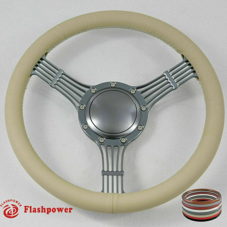 14'' Billet Banjo Steering Wheel Full Wrap Chevy GMC Ford W/Horn