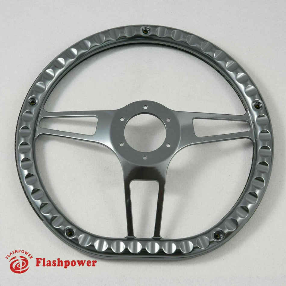 14'' Gun Metal Billet Steering Wheel Caprice S10 Chevy Blazer W/Horn