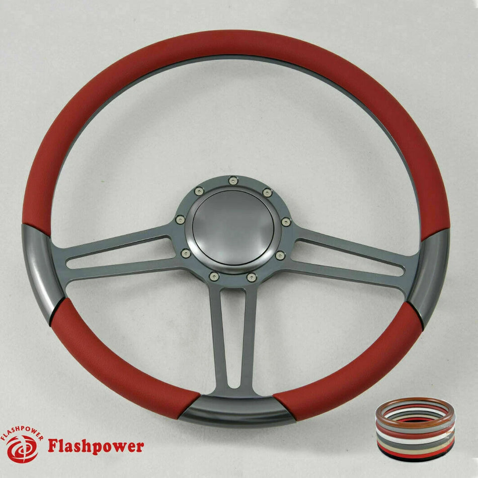 15.5'' Gun Metal Billet Steering Wheel Caprice GM Chevy Blazer W/Horn