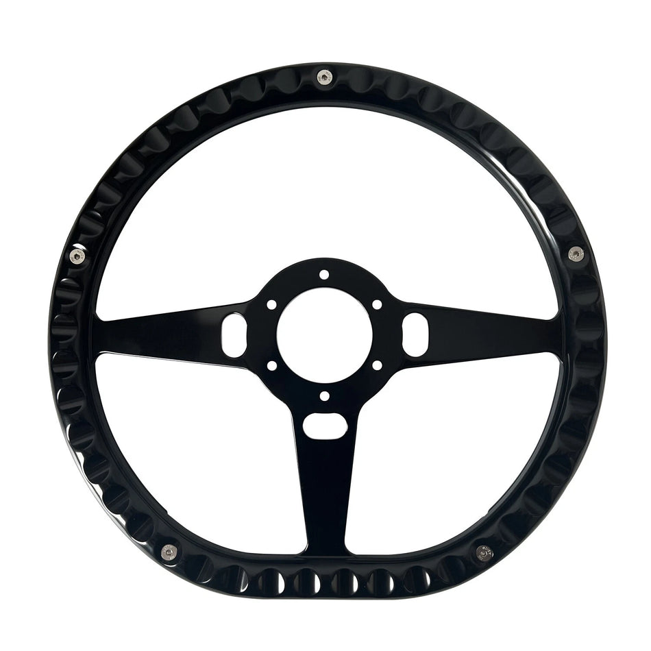14'' D Type Billet Steering Wheel Vinyl Half Wrap Muscle Car W/Horn Button