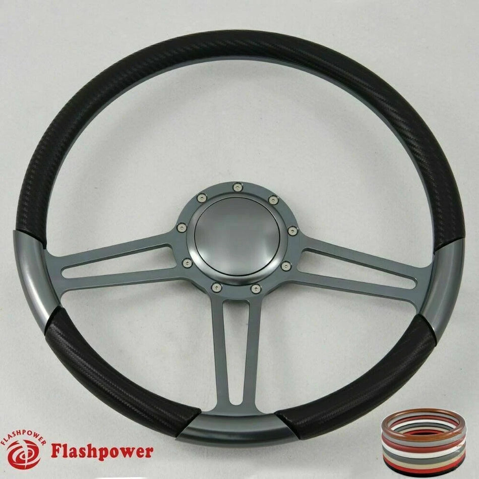 15.5'' Gun Metal Billet Steering Wheel Caprice GM Chevy Blazer W/Horn
