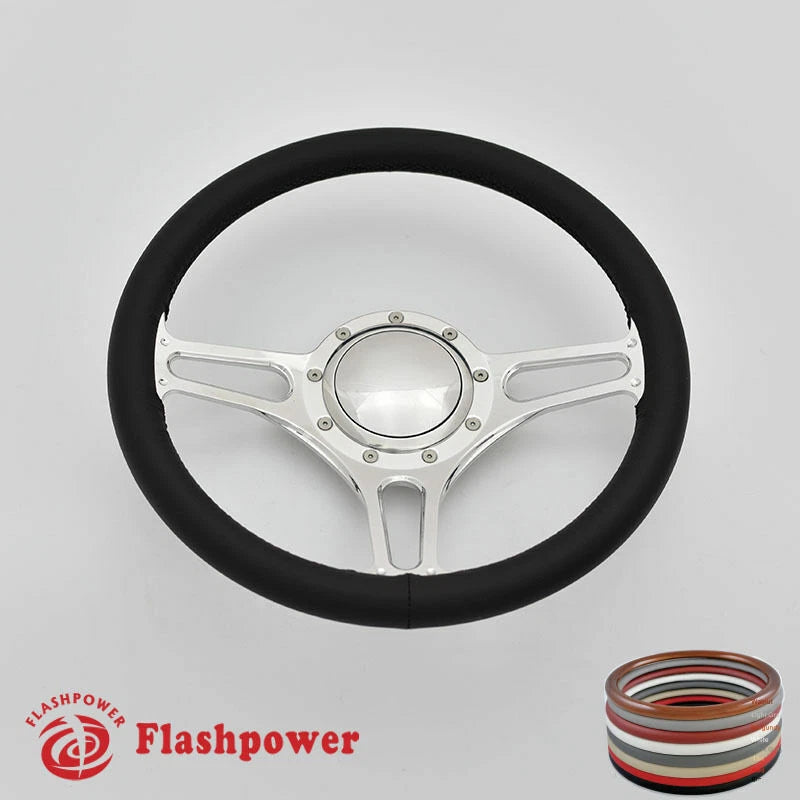 14'' Billet Steering Wheel Full Wrap Ford Fairlane Galaxie LTD Ranch w/Horn