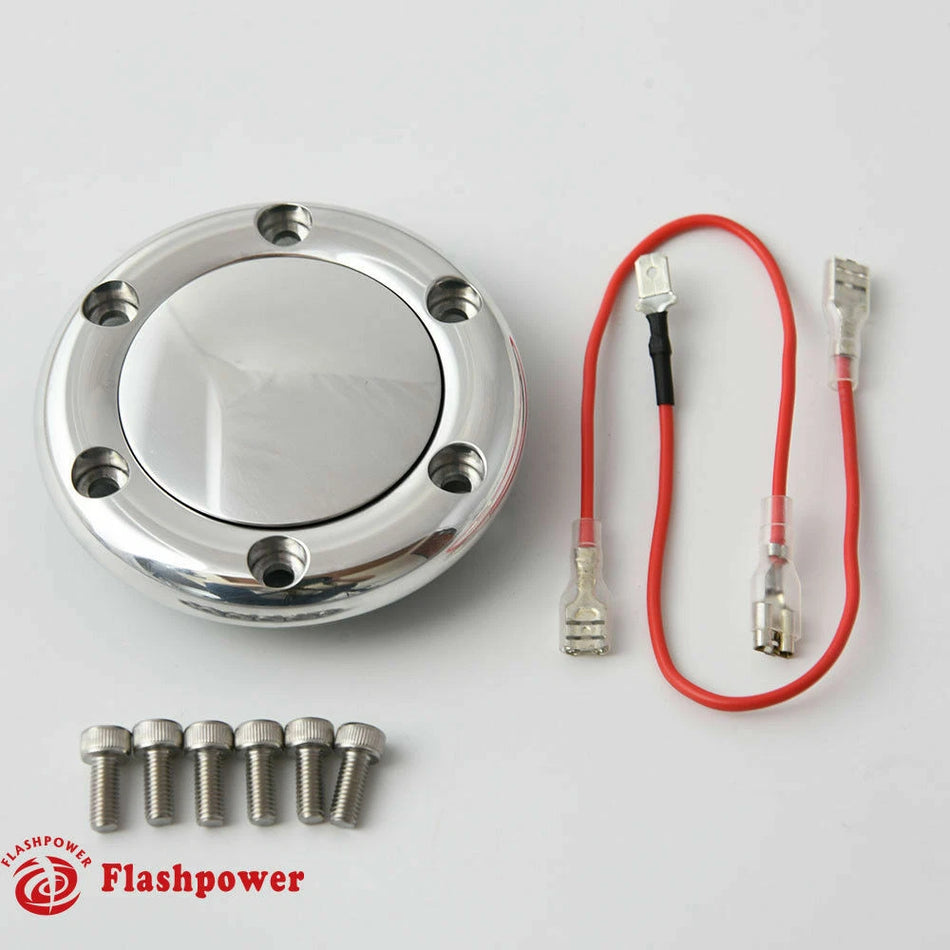 Billet Flashpower Horn Button for 6 Bolt Steering Wheel MoMo NRG Polished