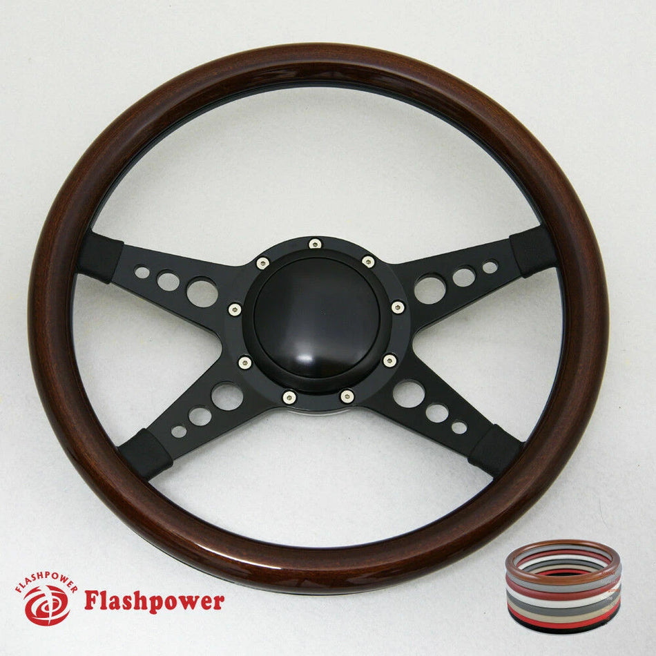 14'' Billet Steering Wheel Half Wrap Horn Button Bronco Marquis Camaro GMC
