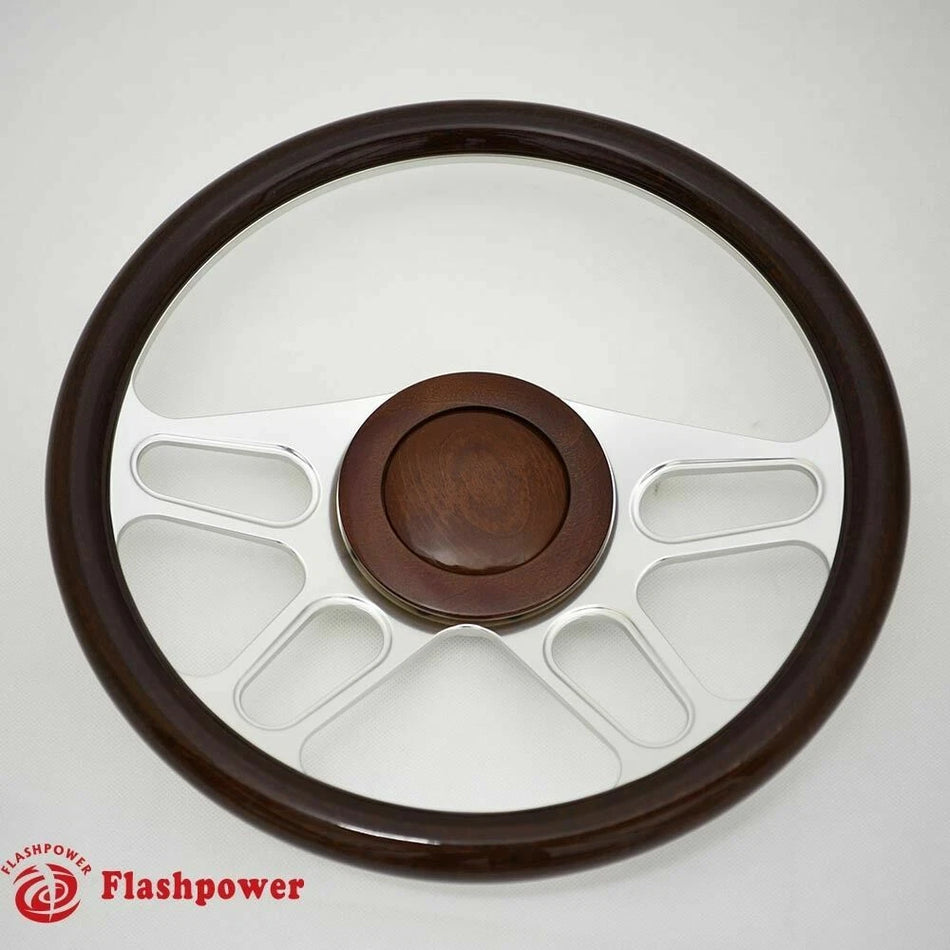 Steering Wheel Wood Walnut Horn Button Big Plain for 9 bolt Steering Wheel