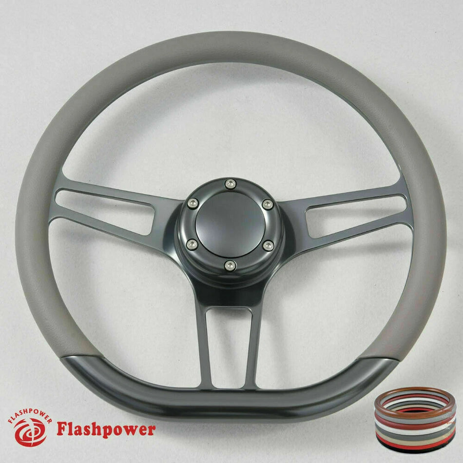 14'' Gun Metal Billet Steering Wheel Caprice S10 Chevy Blazer W/Horn