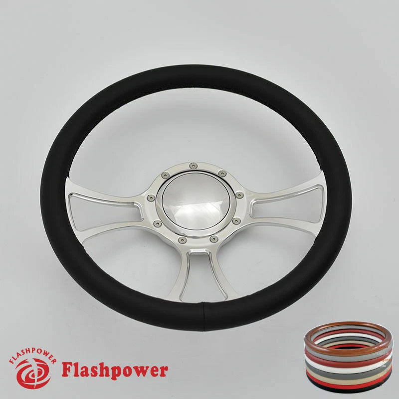 14'' Billet Steering Wheel Full Wrap Chevrolet GMC Carlo Camaro w/ Horn