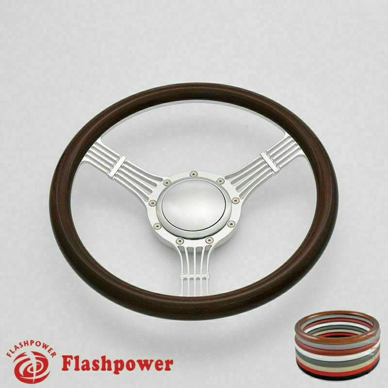 14'' Billet Steering Wheels Full Wrap Banjo Wrangler YJ Cherokee Jeep w/ Horn